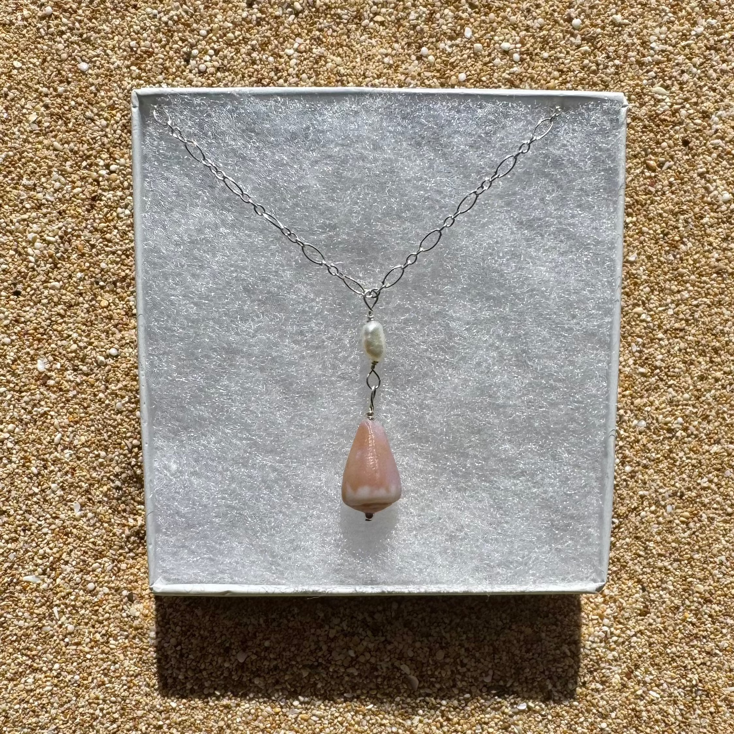 Silver/Purple Cone Shell Necklace