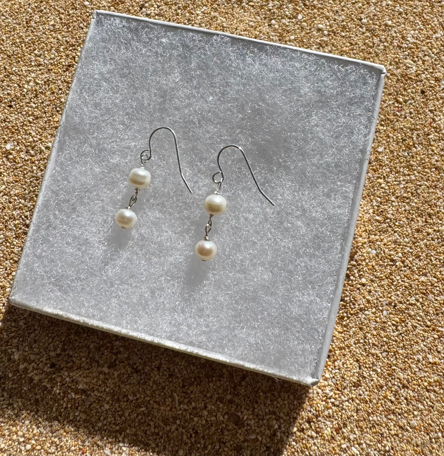 Sterling Silver Double Pearl Earrings