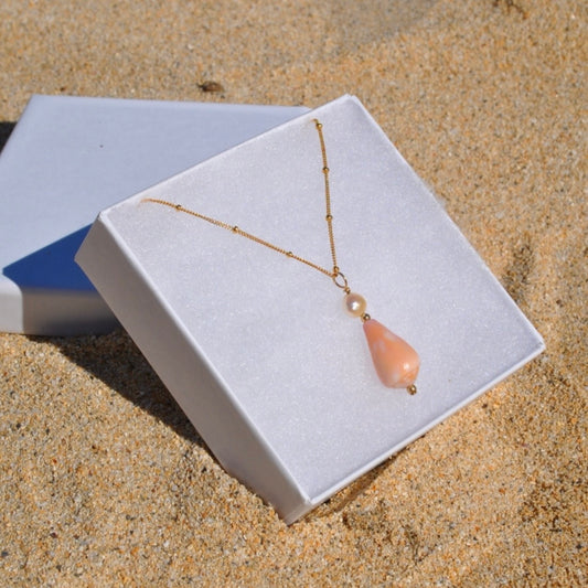 Salmon Perforated Cone Necklace