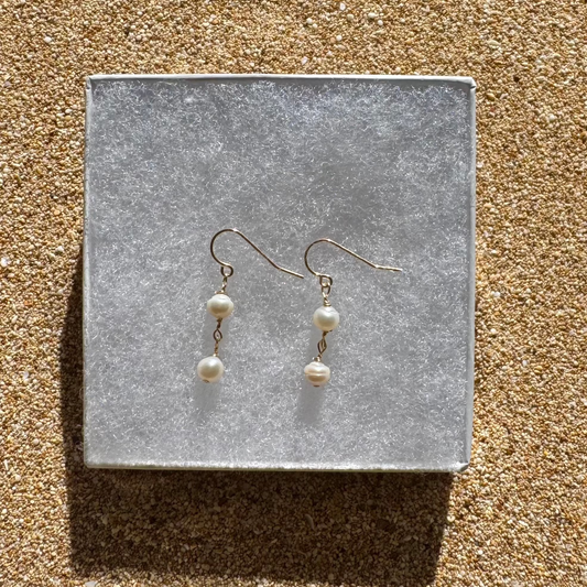 Gold Filled Double Pearl Earrings