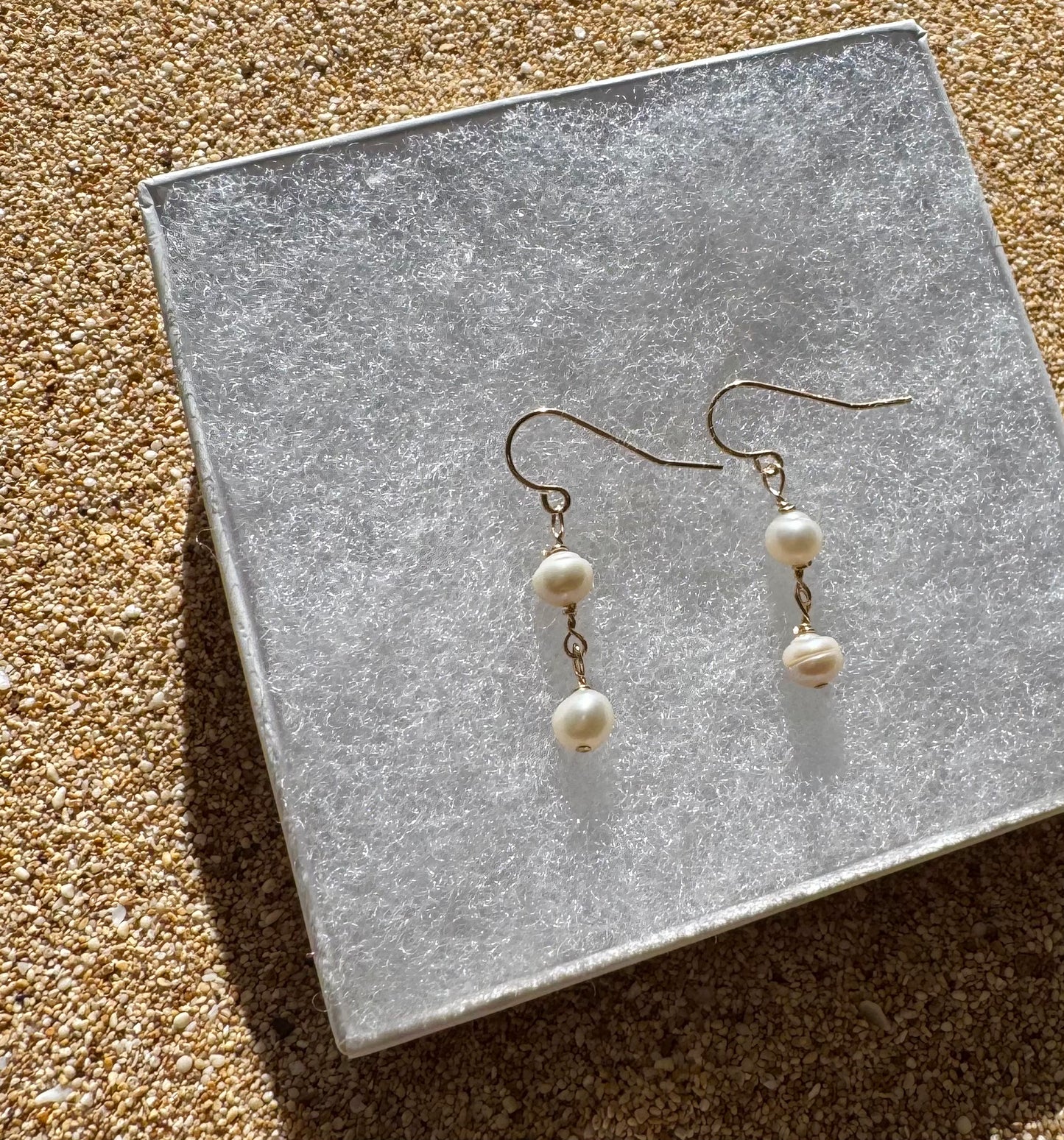 Gold Filled Double Pearl Earrings